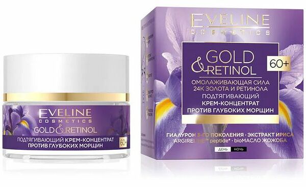 Крем-концентрат для лица Еveline Golg&Retinol подтягивающий против глубоких морщин 60+