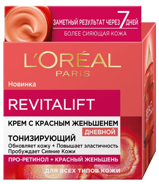 

Дневной крем для лица L'Oreal Paris Revitalift с красным женьшенем, 50 мл