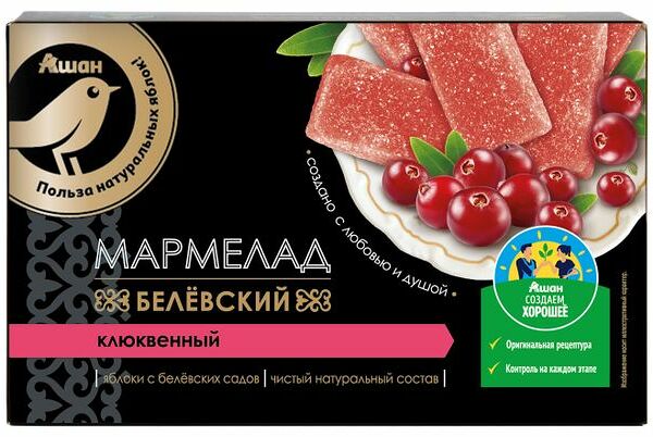 Мармелад АШАН Золотая птица Белевский формовой клюквенный, 150 г