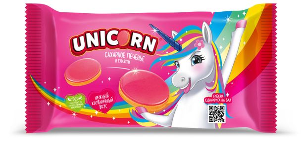 

Печенье сахарное Unicorn в глазури Клубника 105 г