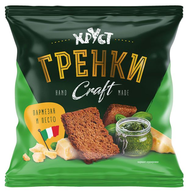 

Гренки ржано-пшеничные Хруст Light Craft, со вкусом сыра пармезан и песто, 75 г