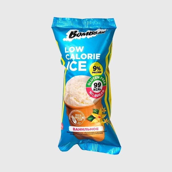 Мороженое молочное протеиновое Bombbar Ванильное в вафельном стаканчике 80 г 