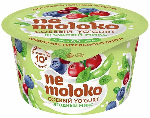 Продукт соевый Nemoloko Yogurt ягодный микс обогащённый для детского питания 130 г