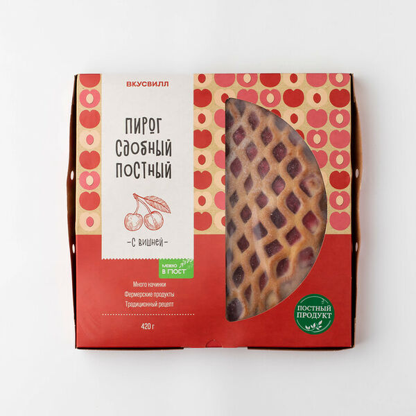 Пирог сдобный постный с вишней замороженный 420 г