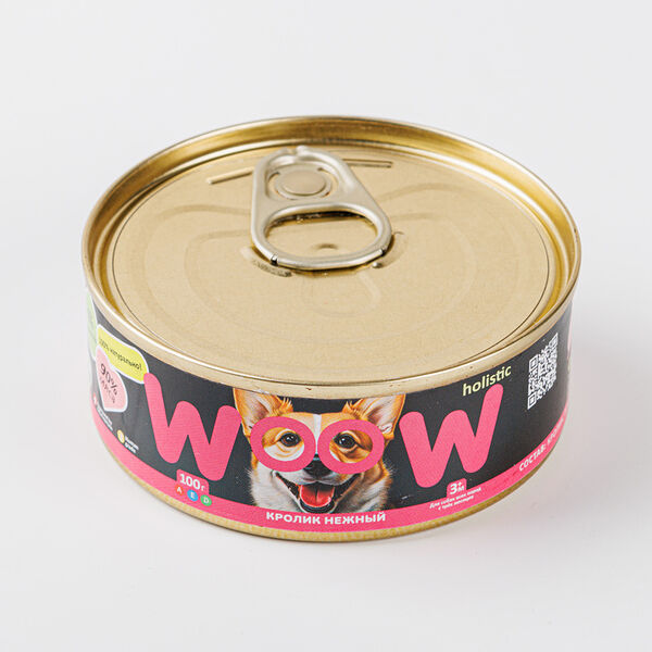 Влажный корм для собак Holistic WOW со вкусом Кролик нежный 100г