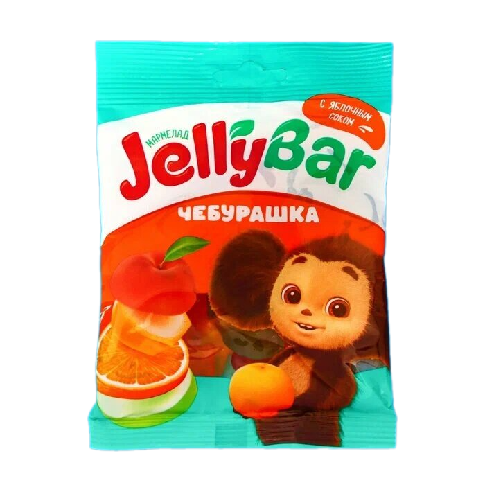 

Мармелад жевательный JELLY BAR Чебурашка со вкусом апельсина/банана/персика/яблока, 65г