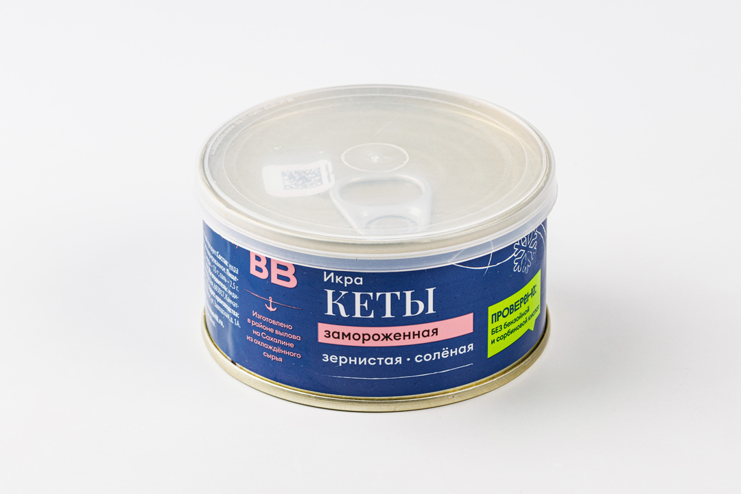 

Икра кеты Охотоморе зернистая соленая жестяная банка замороженная 140г