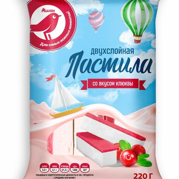 Пастила АШАН Красная птица со вкусом клюквы, 220 г