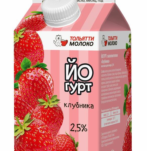Йогурт питьевой ТольяттиМолоко клубника 2.5% 450 г