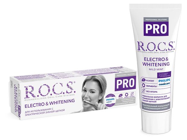 

Зубная паста R.O.C.S. Pro Electro & Whitening Mild Mint 74 г