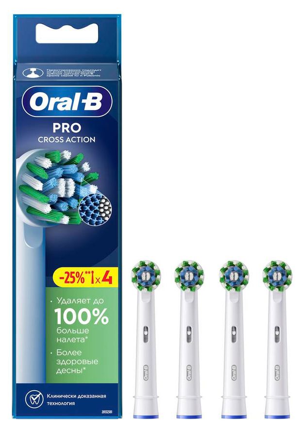 

Насадки для электрической зубной щетки Oral-B Pro CrossAction арт. EB50-4 4 шт.