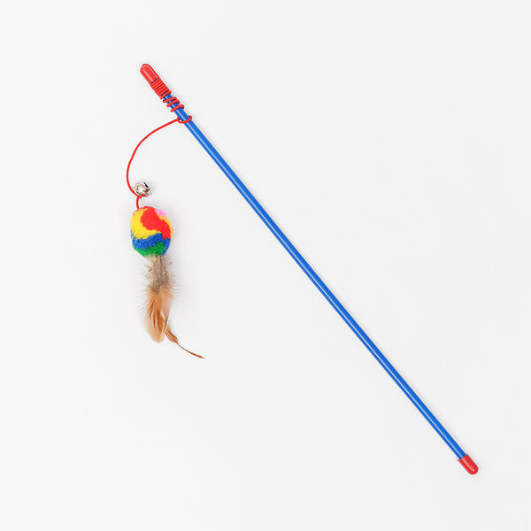 Игрушка-дразнилка для кошек Petmax с мячиком и перьями, длина 46 см