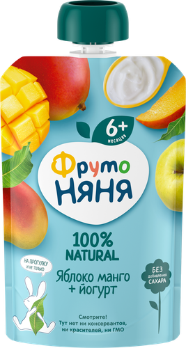 

Пюре фруктовое ФрутоНяня яблоко манго с йогуртом с 6 месяцев 90 г