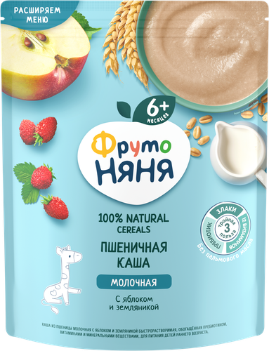 

Каша ФрутоНяня пшеничная молочная с яблоком и земляникой 200 г