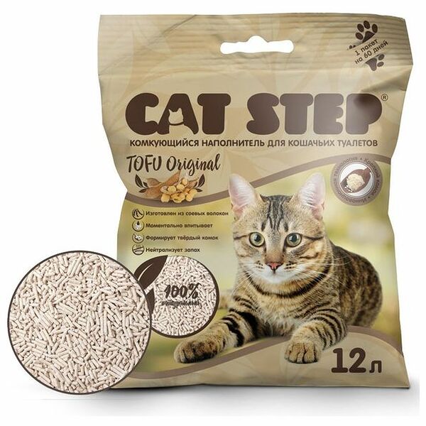 Наполнитель Cat Step Tofu Original растительный комкующийся 5.4 кг