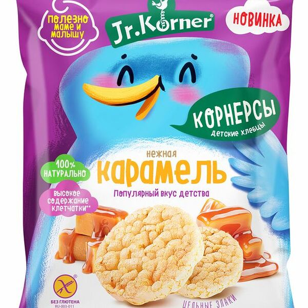 Хлебцы хрустящие рисовые Jr. Körner Нежная карамель мини 30 г