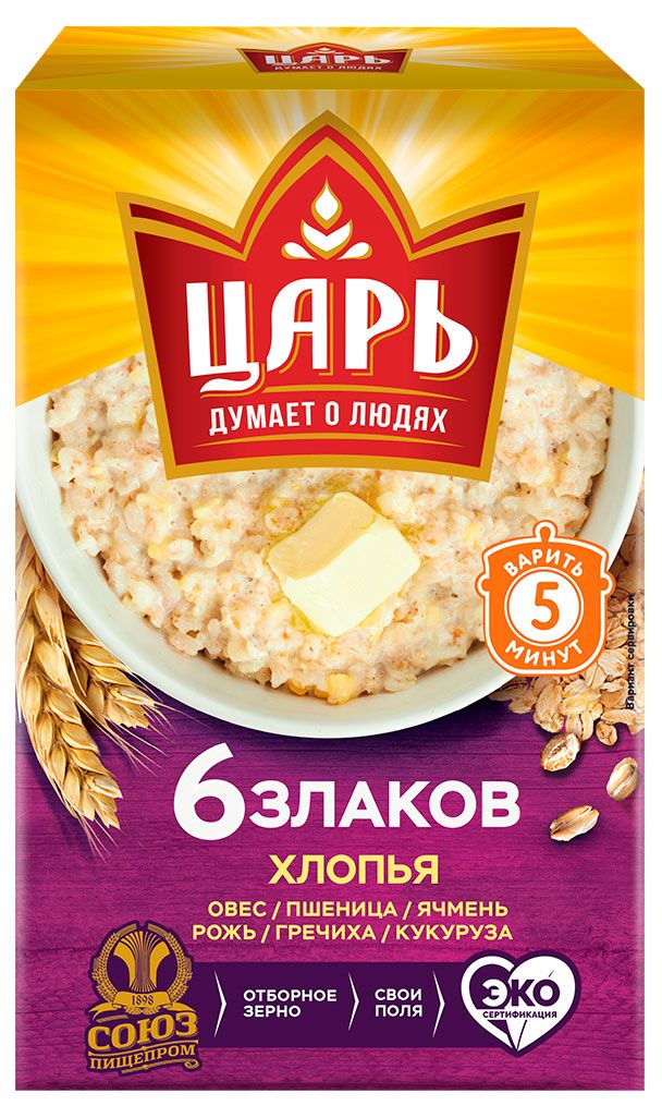 

Хлопья мультизлаковые Царь 6 Злаков, 400 г