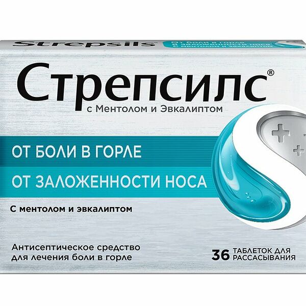 Стрепсилс таблетки для рассасывания ментол и эвкалипт 36 шт