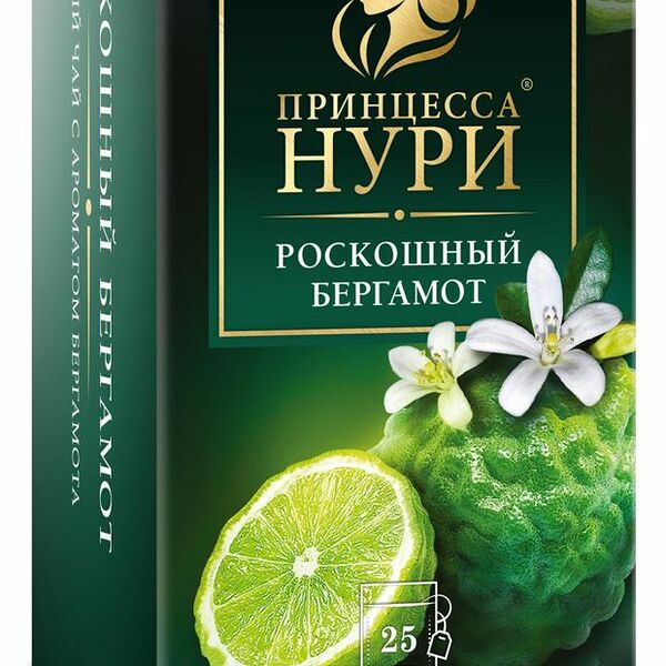 Чай Принцесса Нури чёрный с ароматом бергамота в пакетиках, 25 пак. х 1.5 г