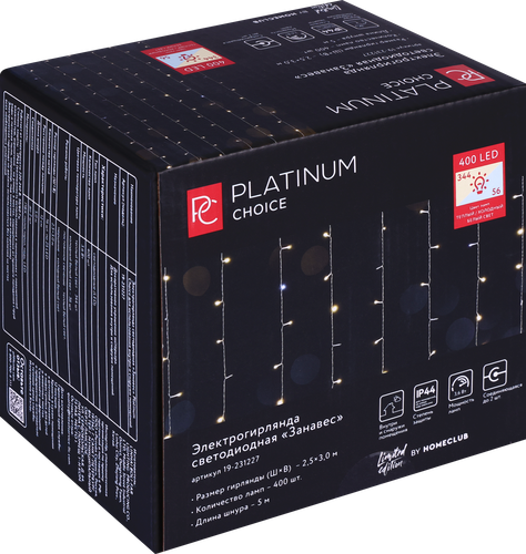 

Гирлянда электрическая Platinum choice Занавес 400 LED 2.5 х 3 м