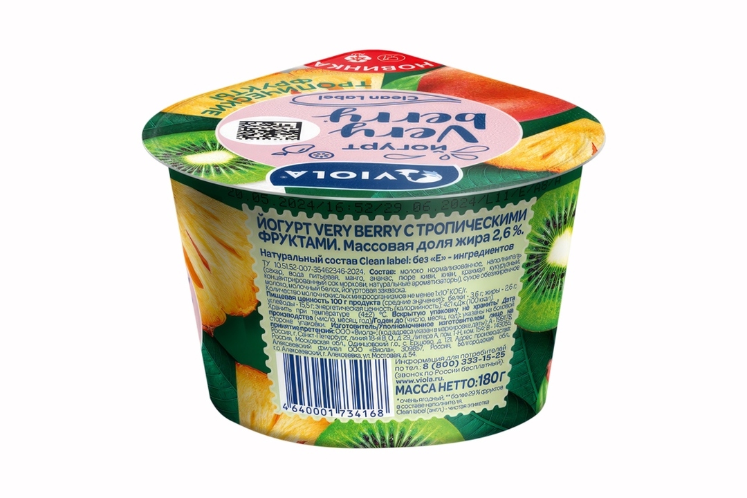 

Йогурт Viola Very Berry с тропическими фруктами 2.6% 180 г