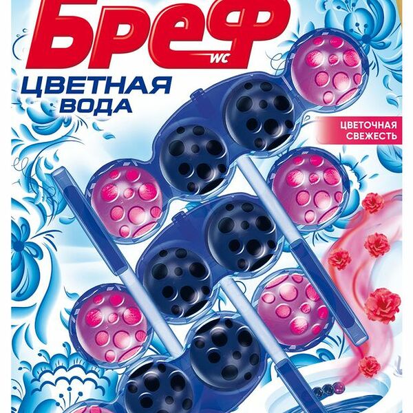 Блок для унитаза Bref Цветная вода Цветочная свежесть 3×50 г