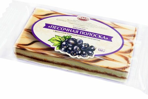 Пирожное АМА Песочная полоска с фруктовой начинкой черная смородина 100 г