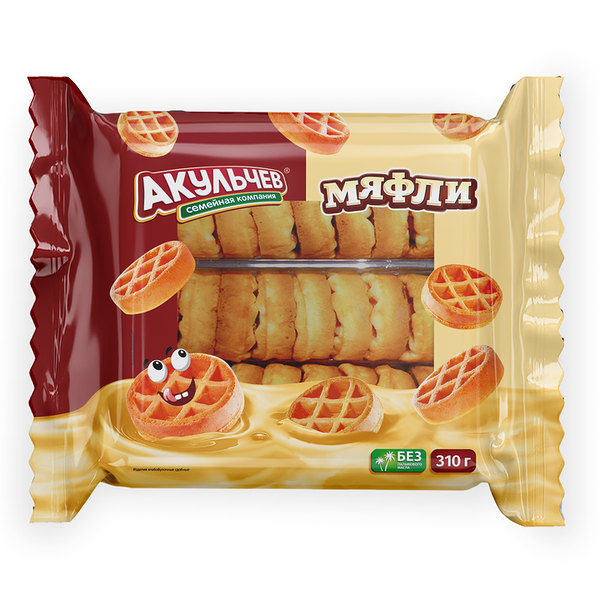 Вафли Акульчев Мяфли мягкие 310г