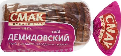 

Хлеб Смак Демидовский ржано-пшеничный формовой в нарезке с изюмом солодом и тмином 350 г