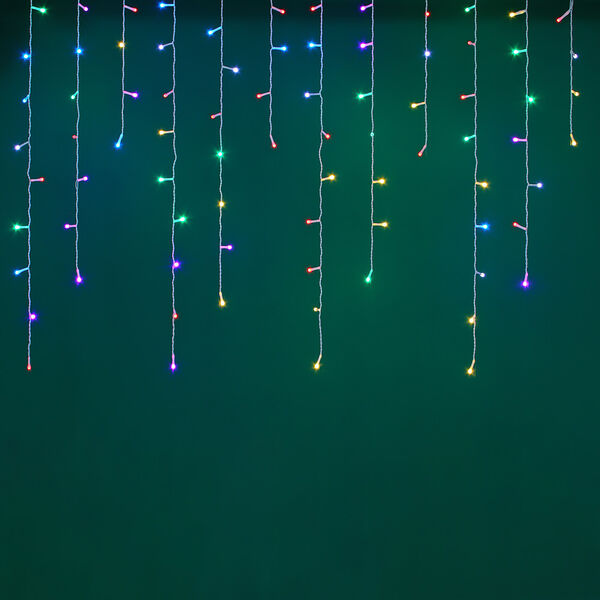 Гирлянда бахрома 2,5x0,35х0,55x0,75 м сноу бум, 80 led ламп, свечение мульти mix, пвх белый, 8 режимов, 220в