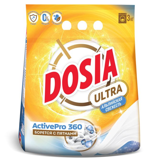 

Стиральный порошок Dosia Ultra ActivePro 360 Альпийская свежесть 3 кг