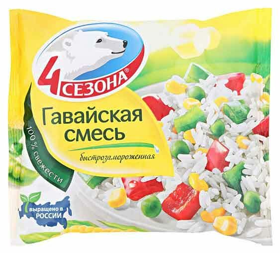 Смесь овощная 4 Cезона Гавайская быстрозамороженная, 400г