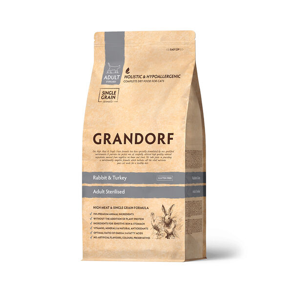 Корм сухой Grandorf Sterilised для стерилизованных кошек кролик с индейкой 2кг