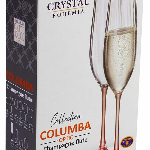 Набор бокалов для шампанского Crystal Bohemia Columba Optic 260 мл, 2 шт