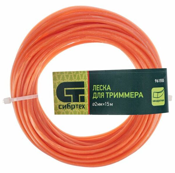 Леска для триммера Сибртех Квадр, 2 мм х 15 м