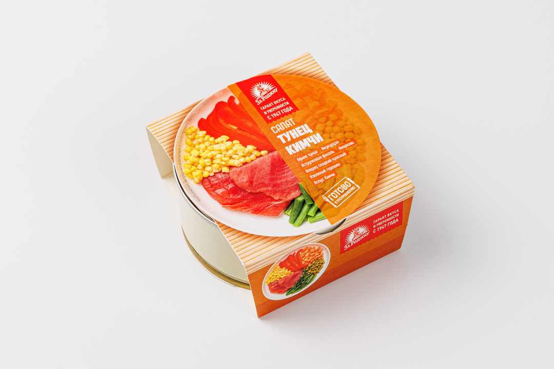 

Салат За Родину из тунца полосатого филе в соусе КимЧи 160г