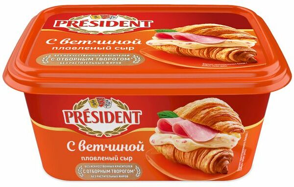 Сыр плавленый President с ветчиной 45 % 400 г