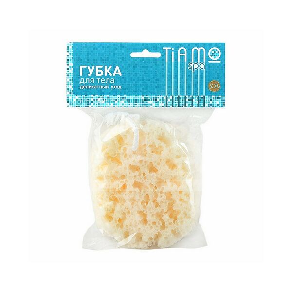 Губка для тела Tiamo Spa круг люкс с петлей коралловый поролон