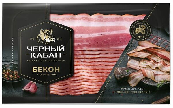 Бекон Черный кабан сырокопченый нарезка 200 г