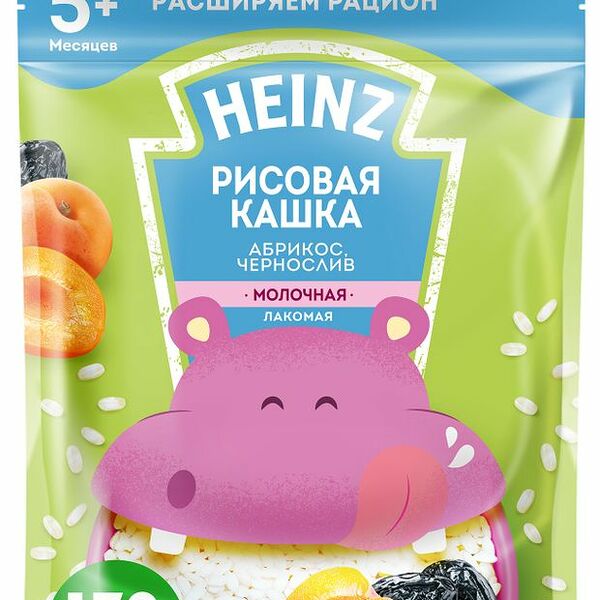 Каша рисовая молочная Лакомая Абрикос, чернослив с 5 месяцев ТМ Heinz (Хайнц)