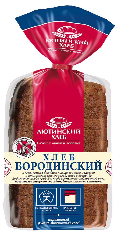 

Хлеб Бородинский ТМ Аютинский хлеб в нарезке 680 г