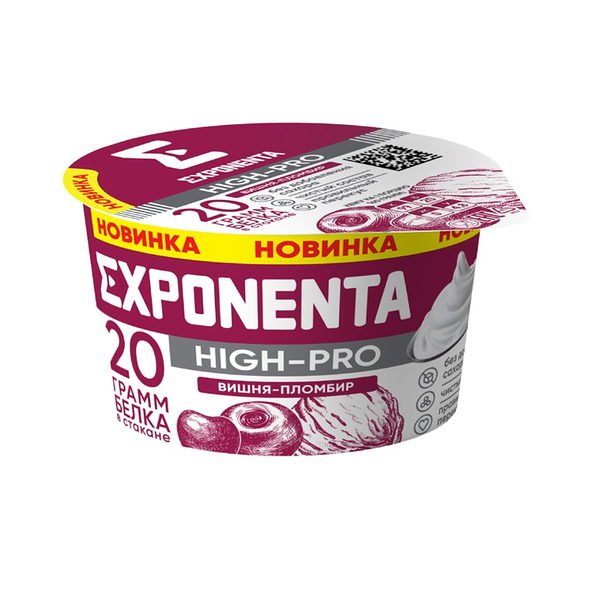 Йогурт Exponenta High-Pro Вишня-пломбир с повышенным содержанием белка 160г