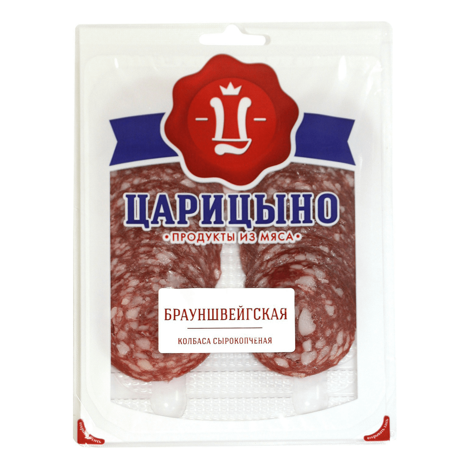 

Колбаса Царицыно Брауншвейгская сырокопченая полусухая, в нарезке 80 г