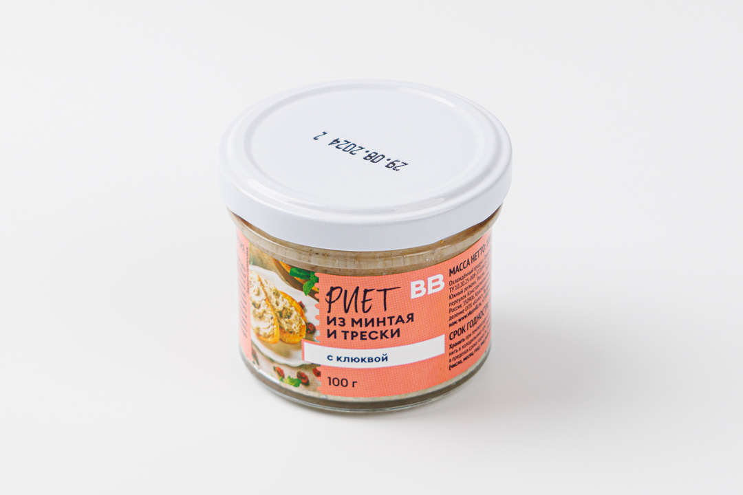 

Риет из минтая и трески с клюквой Greenadini, 100 г