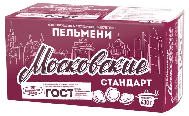 

Пельмени Московские Владимирский стандарт ГОСТ 430 г