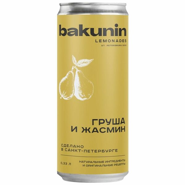Напиток газированный Bakunin груша и жасмин, 330мл