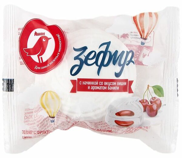 Зефир АШАН Красная птица с фруктовой начинкой с ароматом ванили, вес
