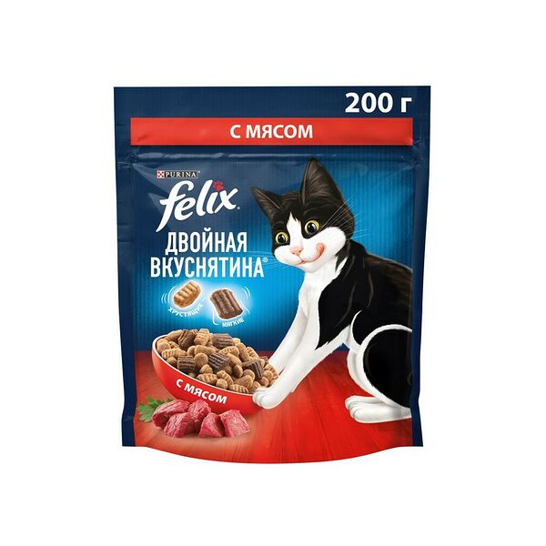Феликс Двойная Вкуснятина 200г Сухой корм мясо