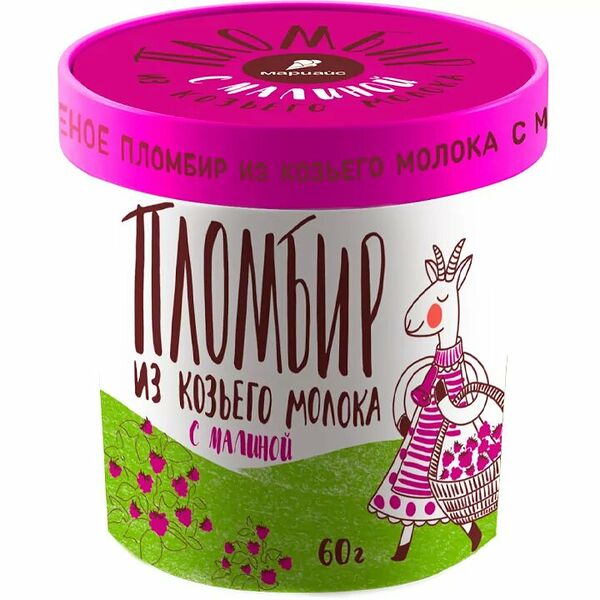 Мороженое из козьего молока с наполнителем малина Мариайс 60 г