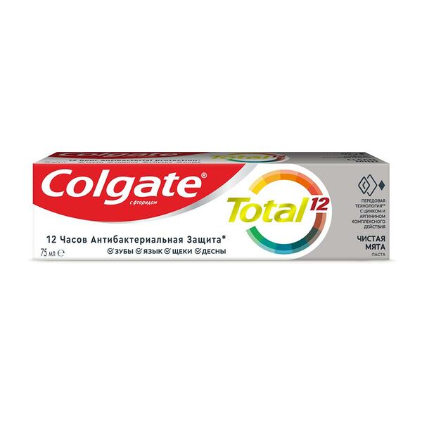 Зубная паста Colgate 75 мл Total 12 Чистая Мята комплексная антибактериальная